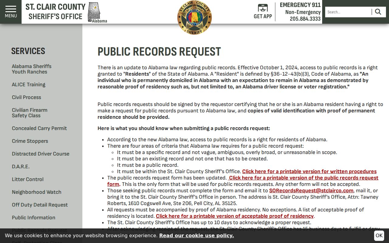 St. Clair County warrant records request instructions