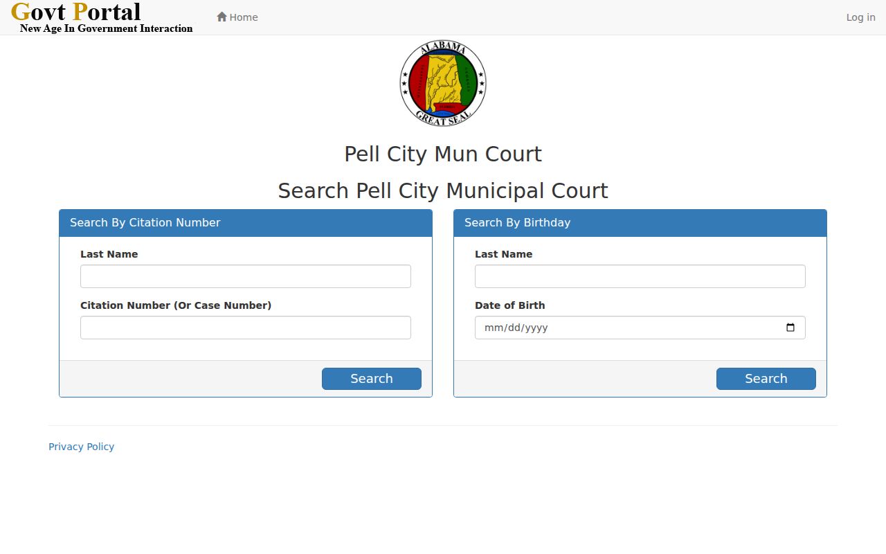 Pell City warrant search blank citation and birthday lookup fields