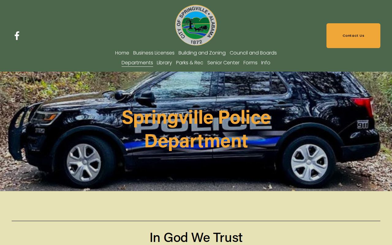 Springville warrant search police department public contact information