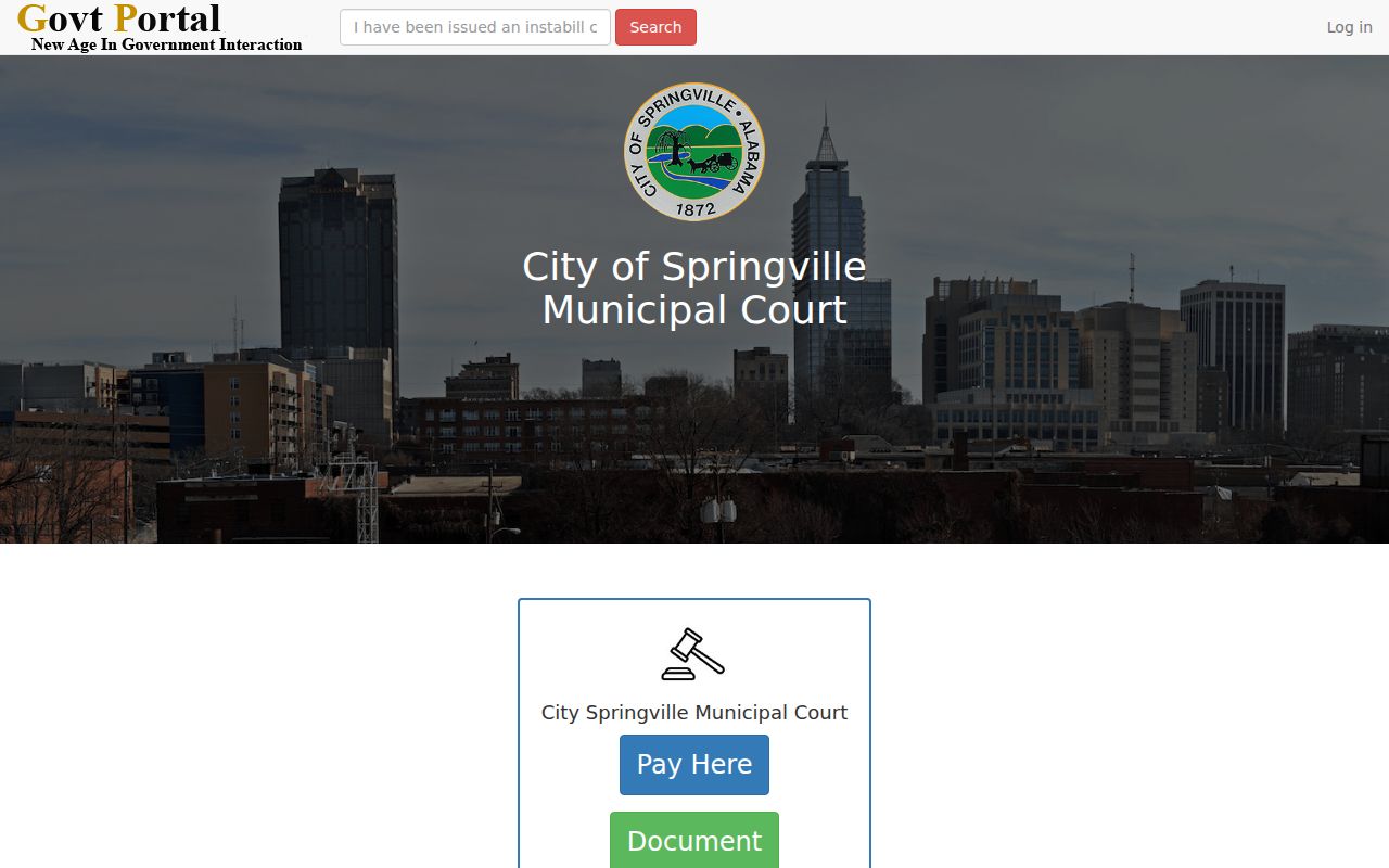 Springville warrant search payment portal blank interface