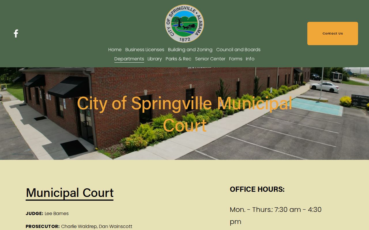 Springville warrant records municipal court schedule and payment rules